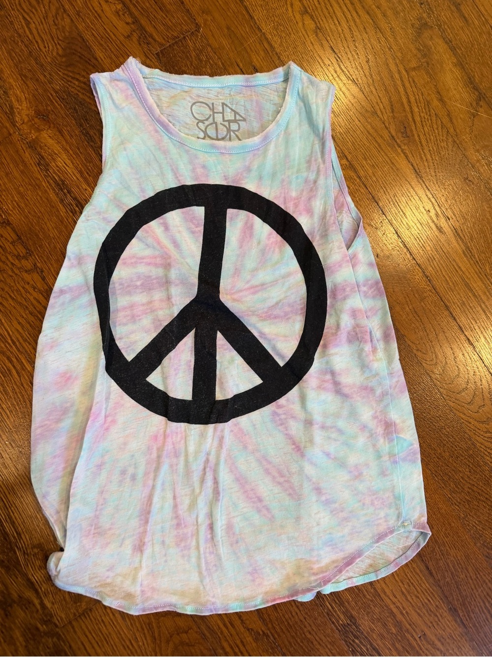 Chaser Kids Tie-Dye Peace Sign Tank Top - Pastel Multi